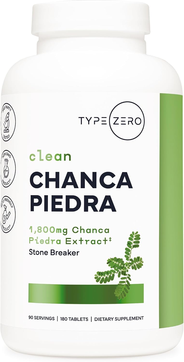 Type Zero Chanca Piedra 1800mg 180 Tablets front view bottle