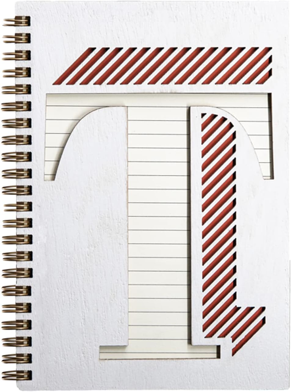Collective Home Monogram Notebook front view showcasing letter T wood cover