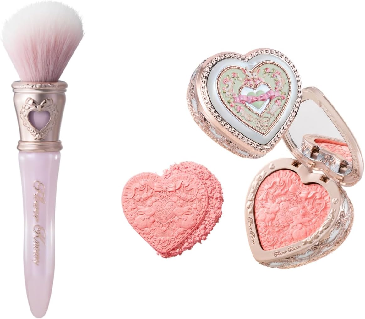Flower Knows Bunny Garden Embossed Blush & Brush Set,Talc-Free Rose Satin Powder Blush,Highly Pigmented,Buildable&Blendable,Sun-Kissed Cheek Color for Energized Glow,Gift-Worthy(05 Fairyland Reverie) - Image 1