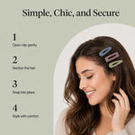 Pastel and neutral tone hair pins for bangs and side parts.