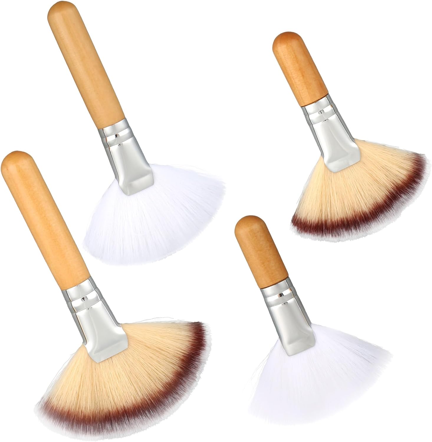 Tinoaly 4 piece fluffy fan brushes for face front view showing soft bristles