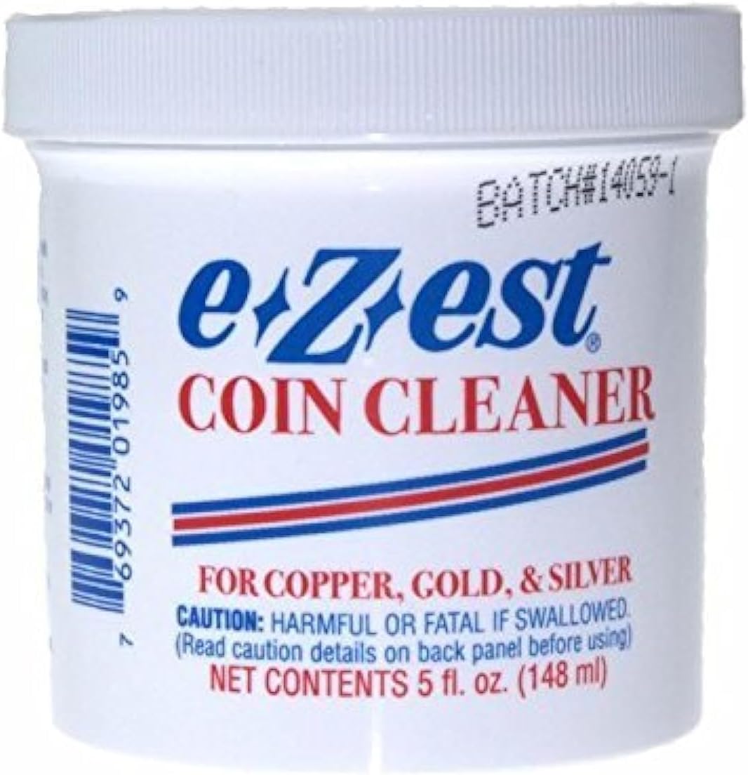 eZest Coin Cleaner 5 ounce jar front view for tarnish removal