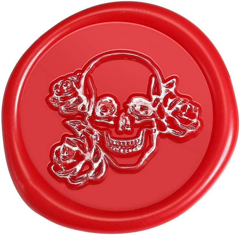 Skull and rose wax seal impression sample