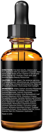 Radha Beauty Natural Vitamin C Serum 2oz, Vitamin C, Vitamin E, Hyaluronic Acid and Aloe, Facial Serum for Anti-Aging Wrinkles, Dark Spots, Fine Lines - Image 8