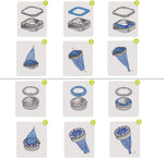 Step by step installation demonstration of putting the universal litter bag refill into an empty cartridge.