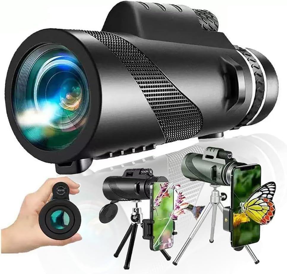 ONOLA 80x100 high powered monocular telescope front view with premium lens coating