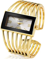 Weicam luxury cuff bracelet watch close up of dial and crown