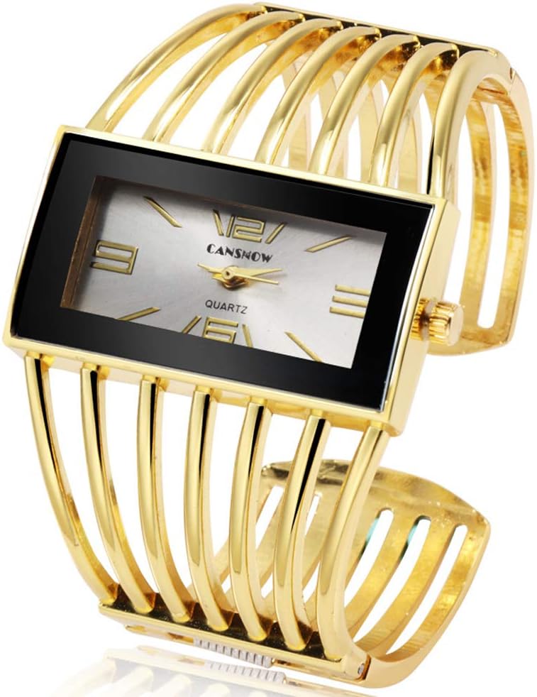 Weicam luxury cuff bracelet watch close up of dial and crown