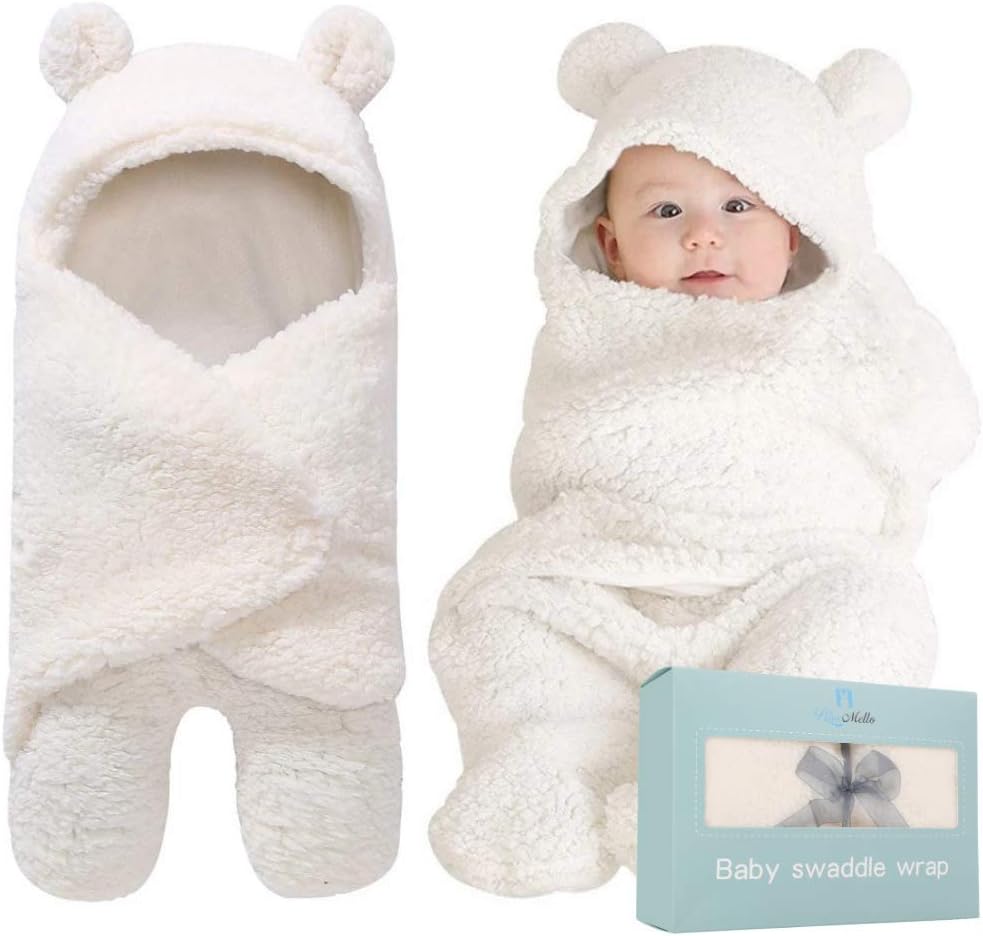 BlueMello ultra soft plush baby swaddle blanket front view