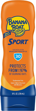 Banana Boat sport performance sunscreen lotion front view bottle