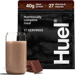 Huel Black Edition Chocolate 40g protein pouch front view for meal replacement.