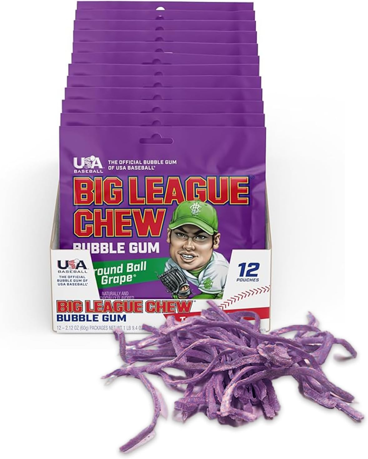 Big League Chew Outta Here Original Bubble Gum - Classic Ballpark Flavor | Perfect for Baseball Games, Teams, Concessions, Parties, and More | Pack of 12 Bags (2.12oz Each) - Image 14