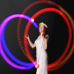 Close-up of soft rubber LED glowing ball surface for rave toys