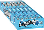 Laffy Taffy Blue Raspberry stretchy fruit candy rope unwrapped close up
