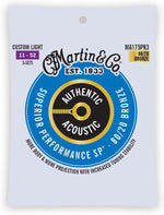 Martin MA240 bluegrass acoustic guitar strings promotional layout