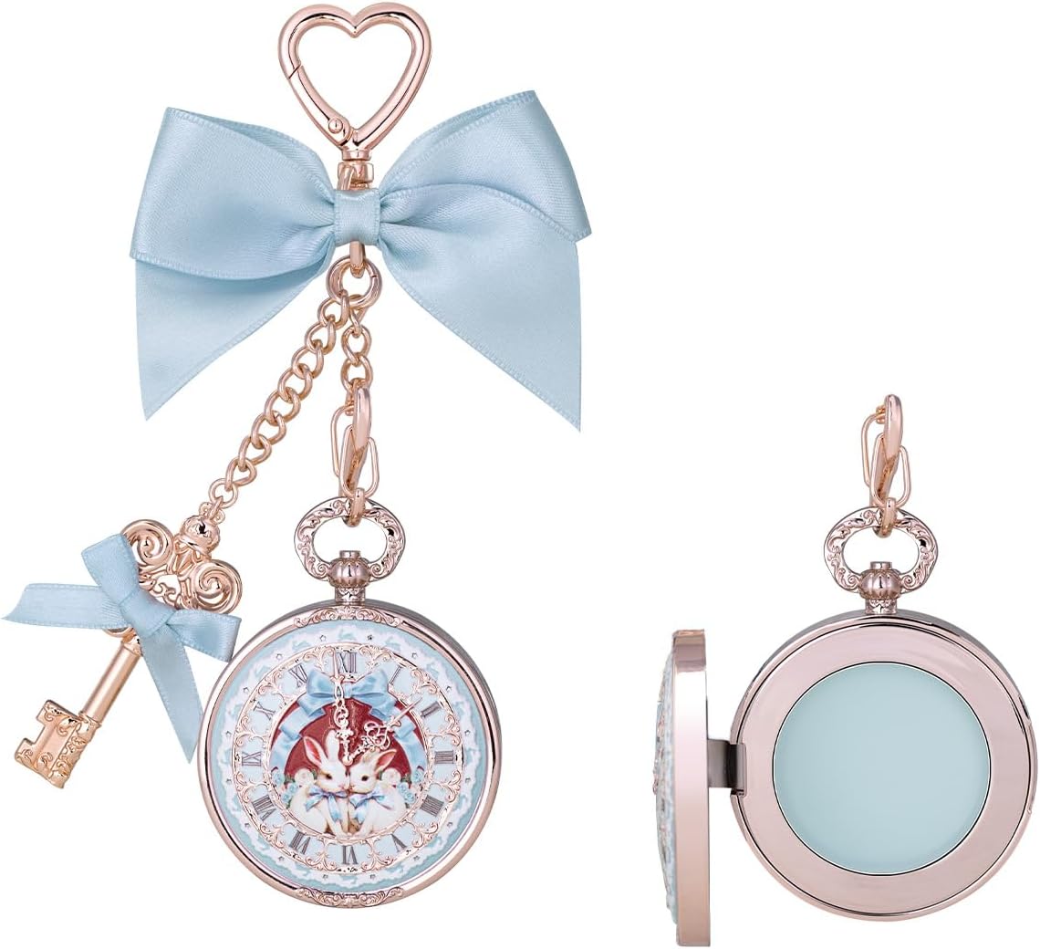 Flower Knows Bunny Garden Lip Balm Creamy Blue front view pocket watch packaging