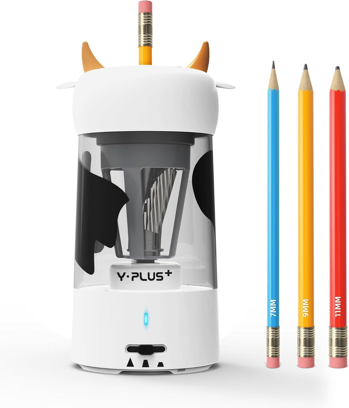 YPLUS electric pencil sharpener front view cow design