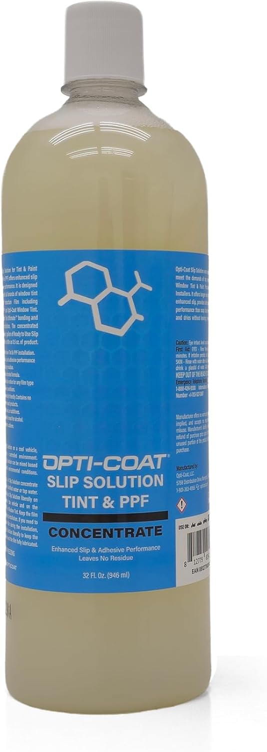 Opti-Coat Slip Solution Concentrate 32 Ounce bottle front view professional film installation lubricant