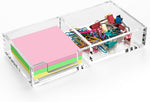 WORHE sticky note holder front view showcasing crystal clear acrylic design.