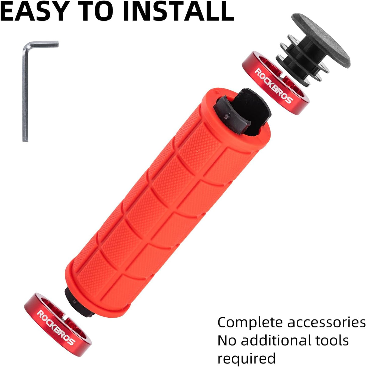 Rockbros double lock-on grips installed on a bicycle handlebar.