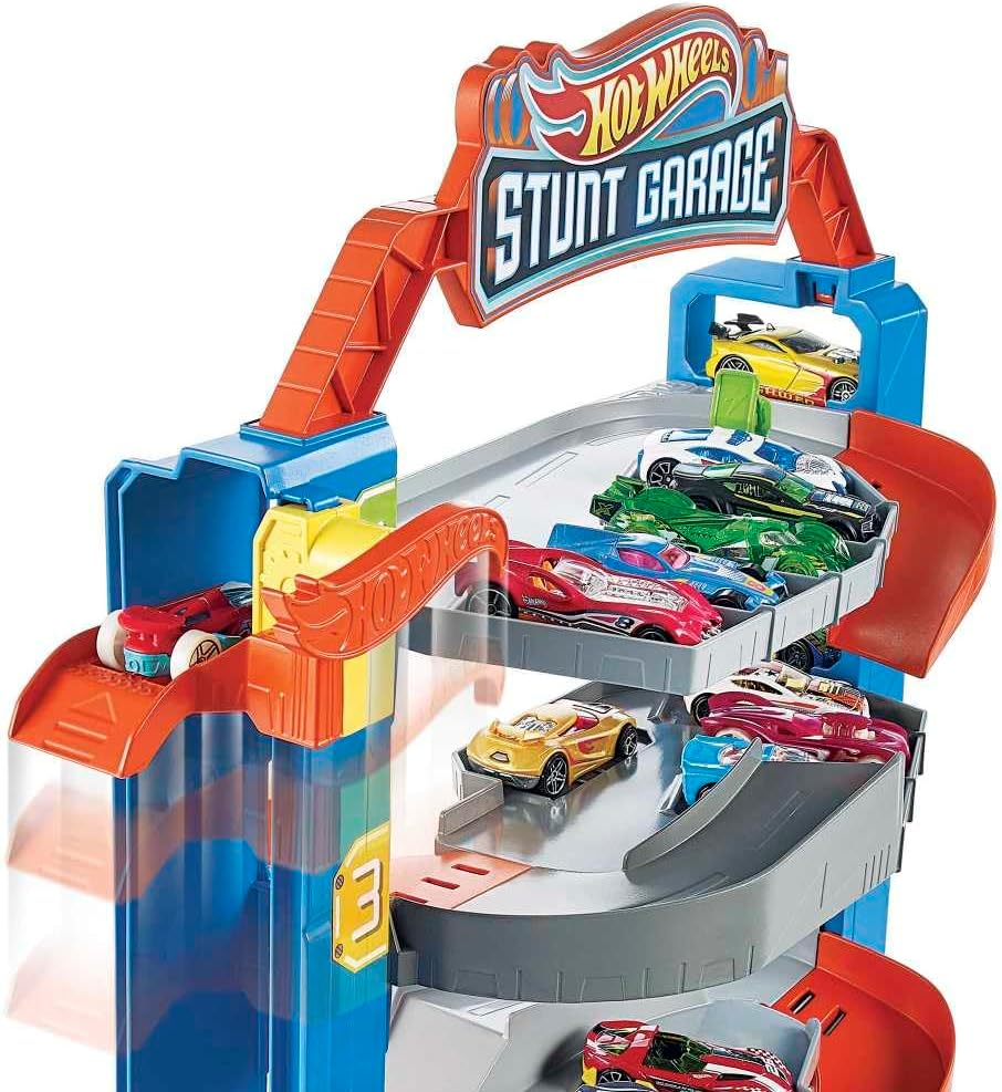 Hot Wheels City toy garage connected with tracks