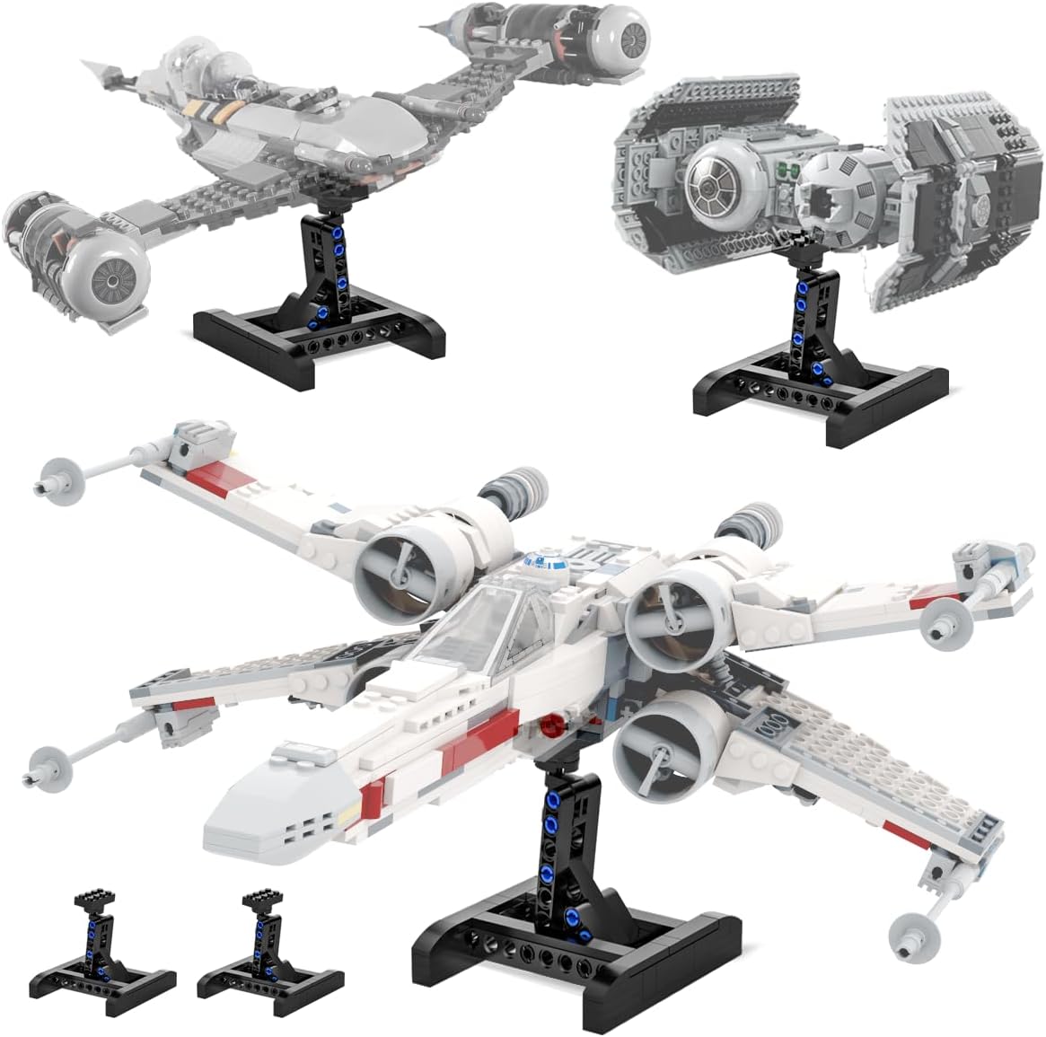 Mocellence display stand for Lego X-Wing front view
