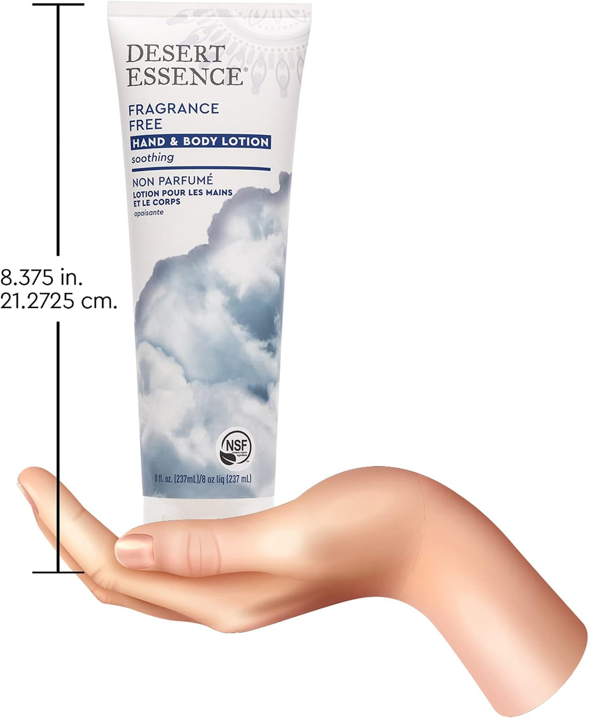 Desert Essence 8 fluid ounces lotion bottle size reference