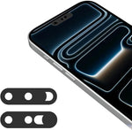 EYSOFT Front Camera Cover for iPhone 17 showing the black sliding privacy shield installed on the front screen bezel.