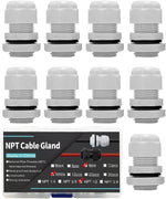 NPT Cable Glands 1/4" 3/8" 1/2" 3/4" 1"- 52 Pack Black Plastic Waterproof IP68 Adjustable 3-25mm Cable Connectors Cable Gland Joints with Strain Relief Gaskets,with Durable PP Storage Case - Image 12