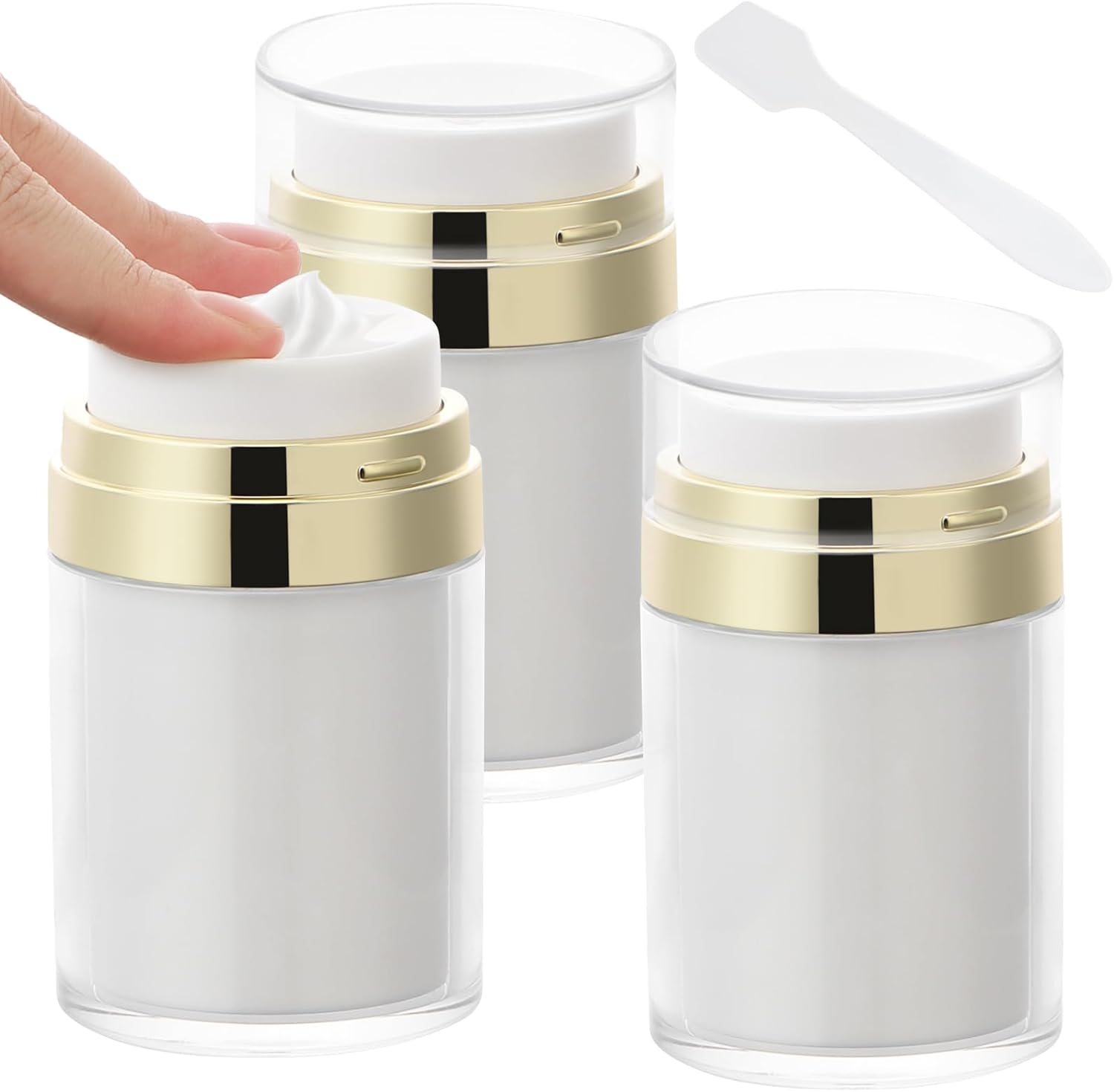 Segbeauty 3.38oz Airless Pump Jar, Empty Makeup Containers 100ml Vacuum Bottle Dispenser, 3pcs Refillable Jar Travel Bottles for Toiletries Moisturizer Container Travel Size for Lotion Moisturizer - Image 1