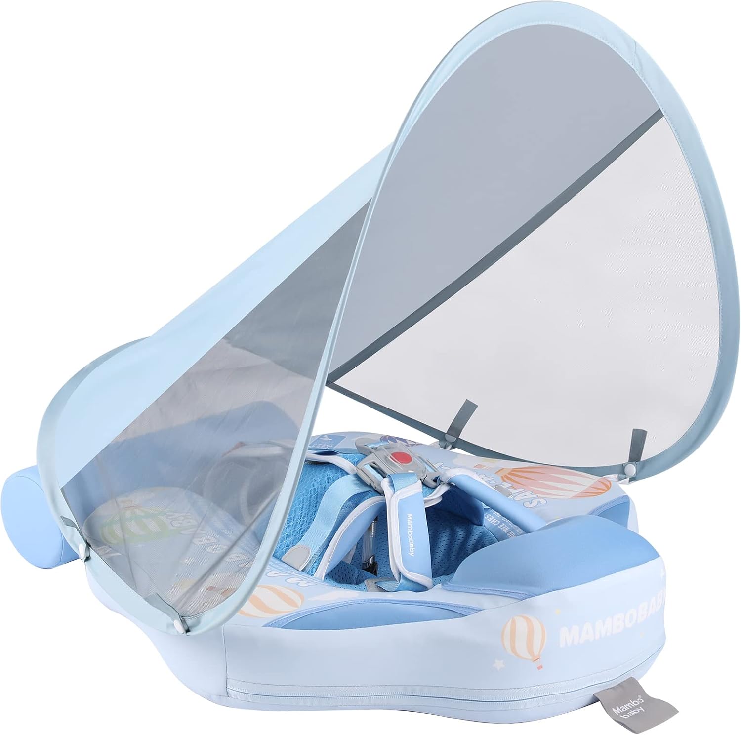 28°C Mambobaby baby swim float with canopy front view