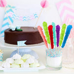 Gluten free and certified Kosher crystal sugar lollipops close up view.