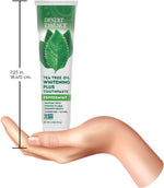 Desert Essence 6.25 ounces tea tree oil toothpaste box and tube layout