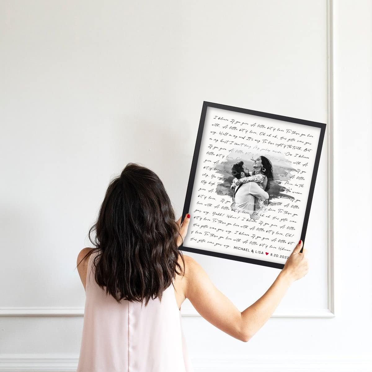 Custom anniversary gift print in white wood frame