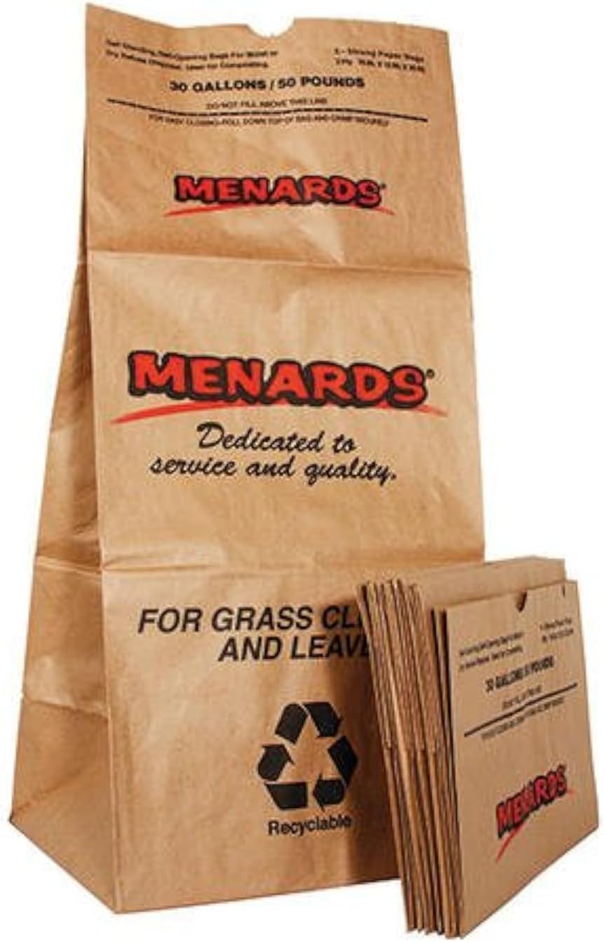 Menards 30 Gallon Biodegradable Lawn and Leaf Trash Bag | Made of 2 Ply Wet Strength Brown Kraft Paper - 10 Count - Image 1