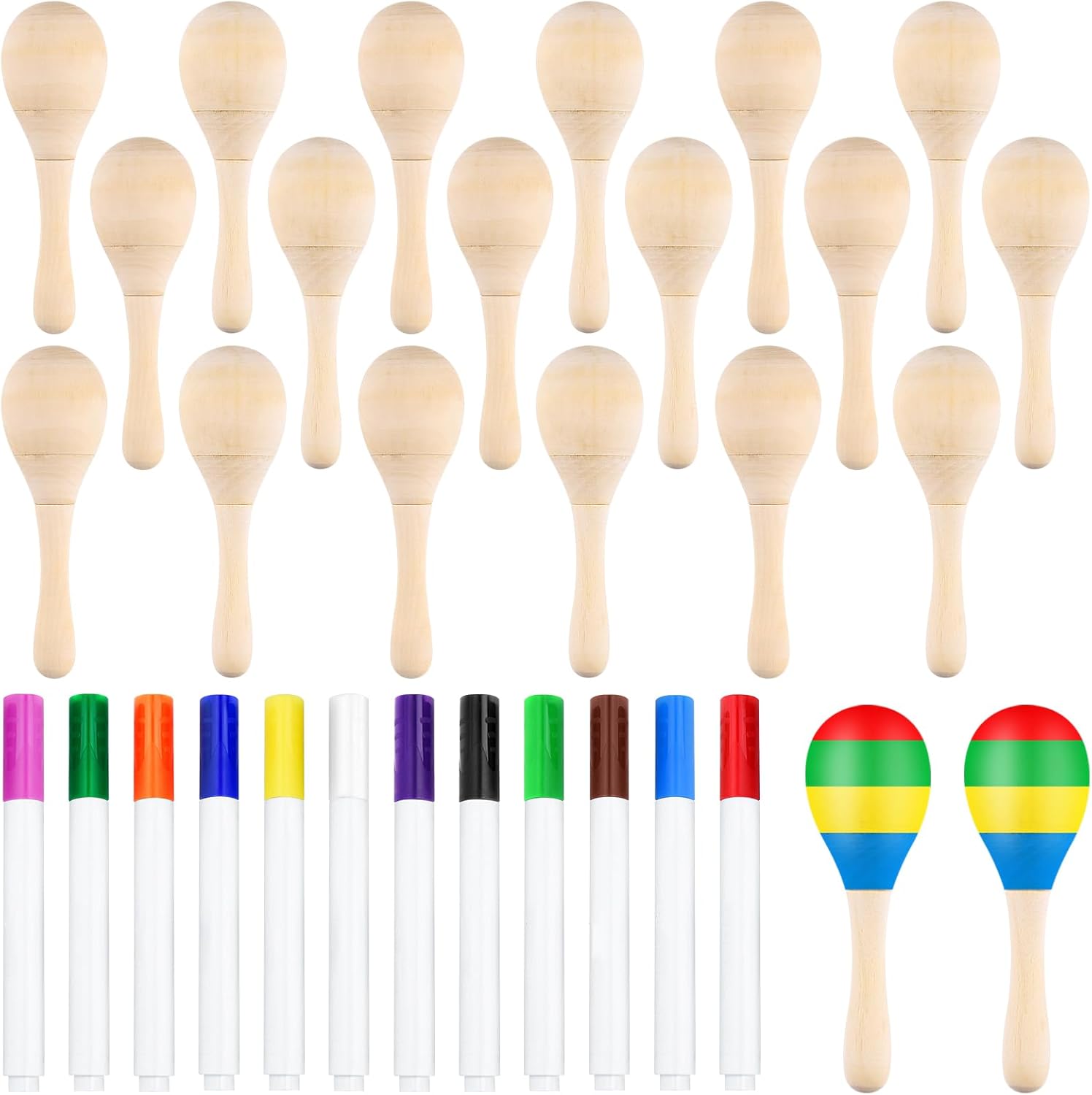 Bouboni DIY wooden maracas set with paint pens front view