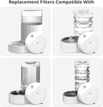 Baofum automatic dog water dispenser replacement parts set layout with eight filters and one cleaning brush