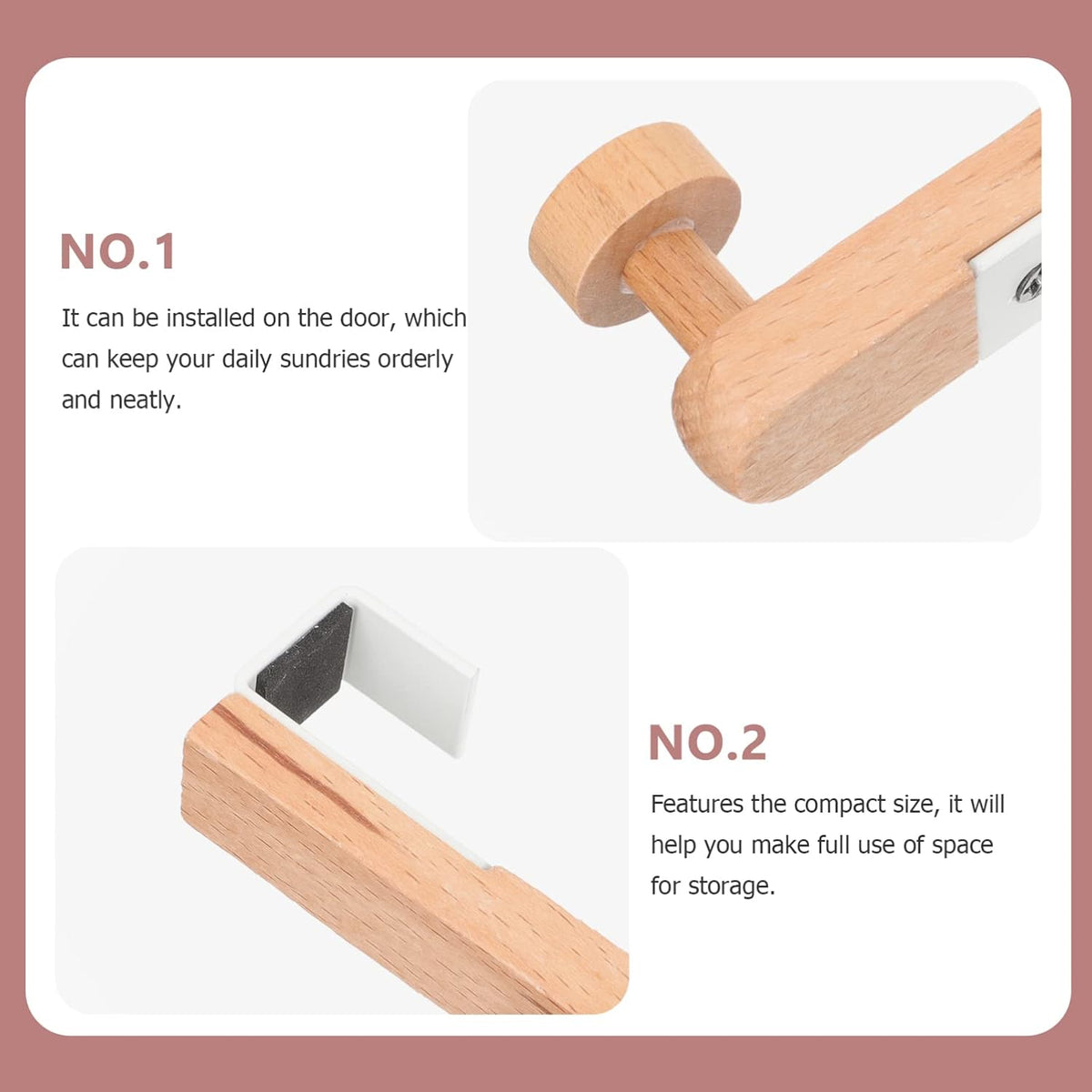STOBAZA Door Back Hooks Wood and Iron Combination 2pcs Heavy Duty Hangers Space Saver Suitable for Rooms - Image 9