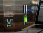Fenix E28R V2.0 flashlight included battery and accessories layout