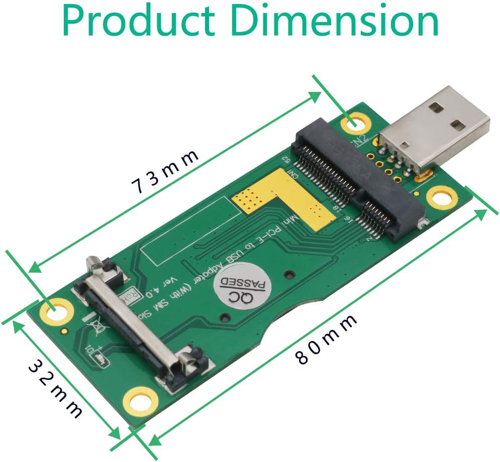SuperPlus adapter circuit board and Mini PCI-E slot detail