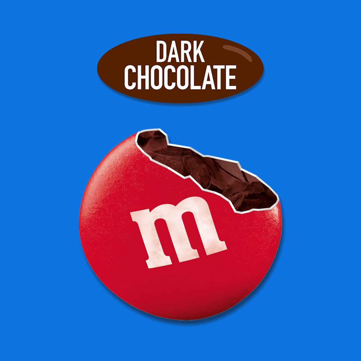 Colorful dark chocolate M&M'S candy shells poured out of the resealable pouch