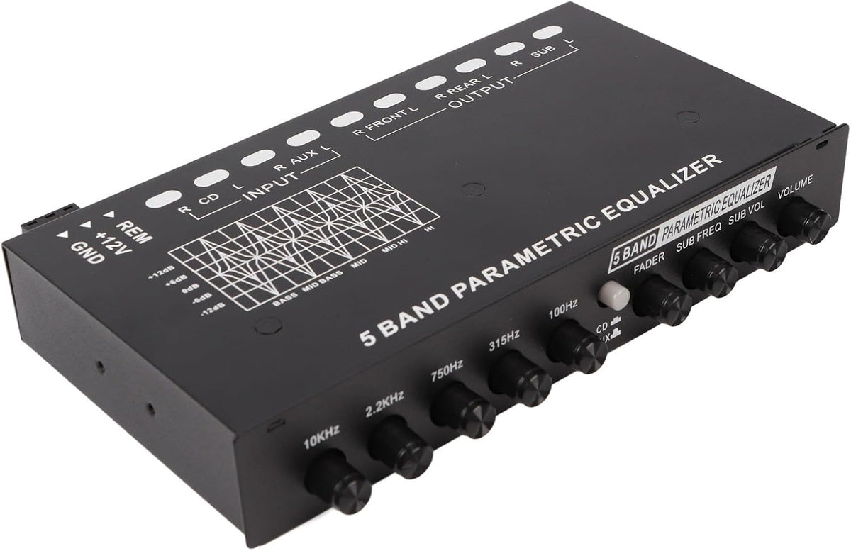 EVGATSAUTO equalizer showing auxiliary input switch controls
