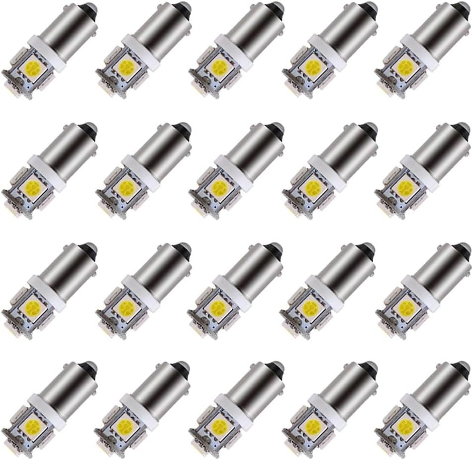 BlyilyB BA9S T11 T4W LED bulbs pack of twenty front view showcasing premium 5050 SMD chips.