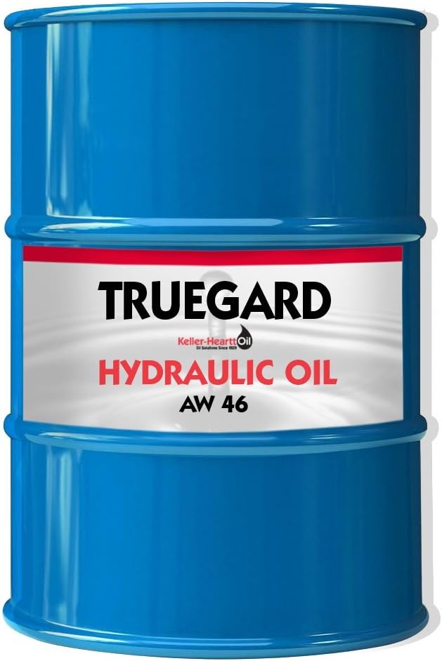 TRUEGARD Hydraulic Oil AW 46 fifty five gallon drum front view industrial lubricant blue barrel