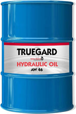 TRUEGARD Hydraulic Oil AW 46 fifty five gallon drum front view industrial lubricant blue barrel