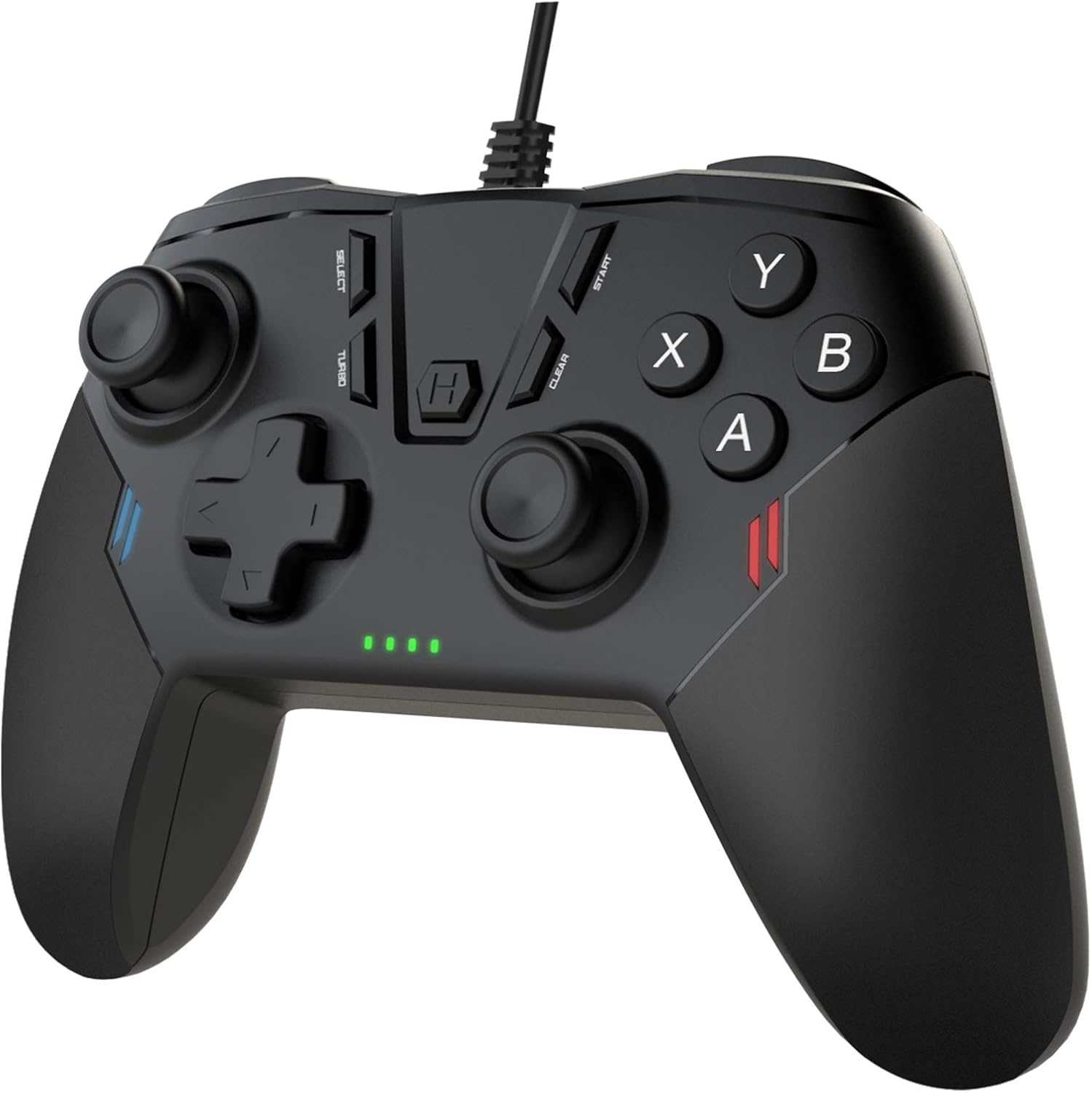 Uberwith Wired PC Game Controller front view showcasing ergonomic layout and analog sticks.