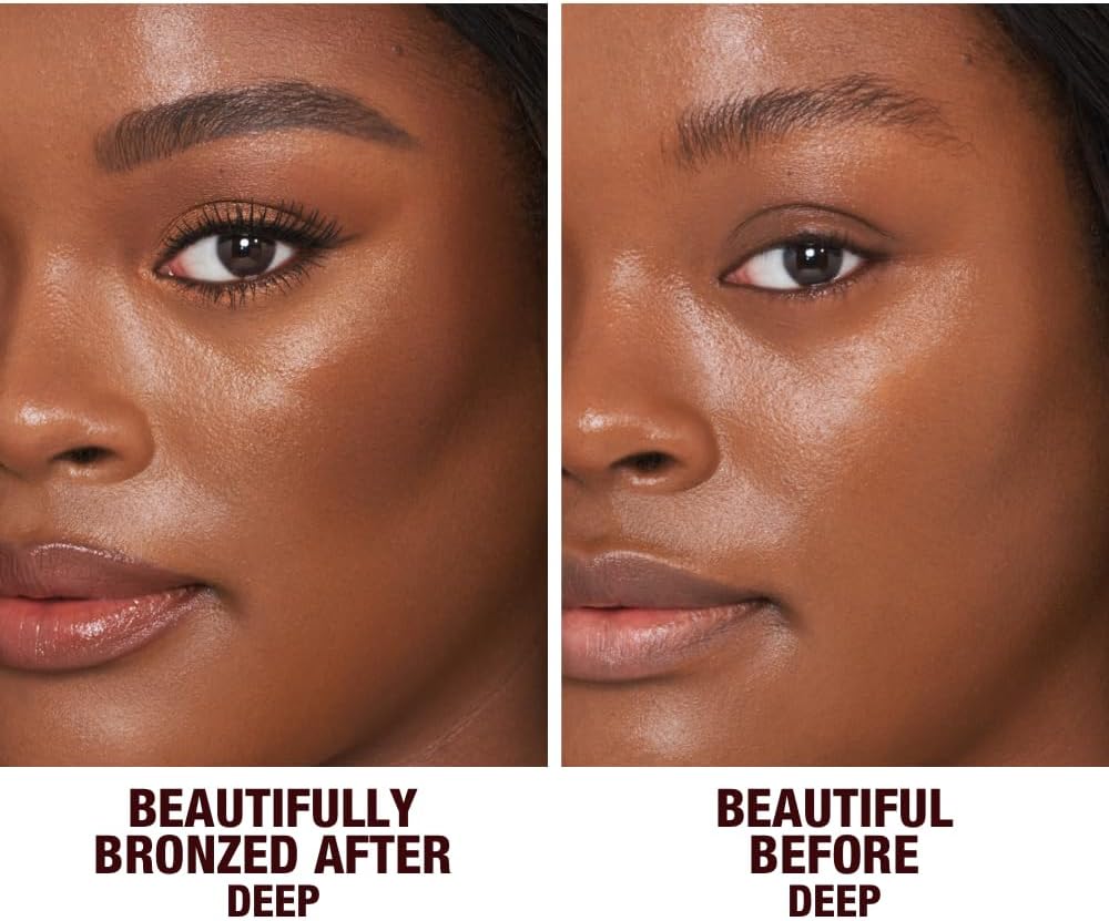 Creamy texture swatch of Charlotte Tilbury face and body bronzer formula