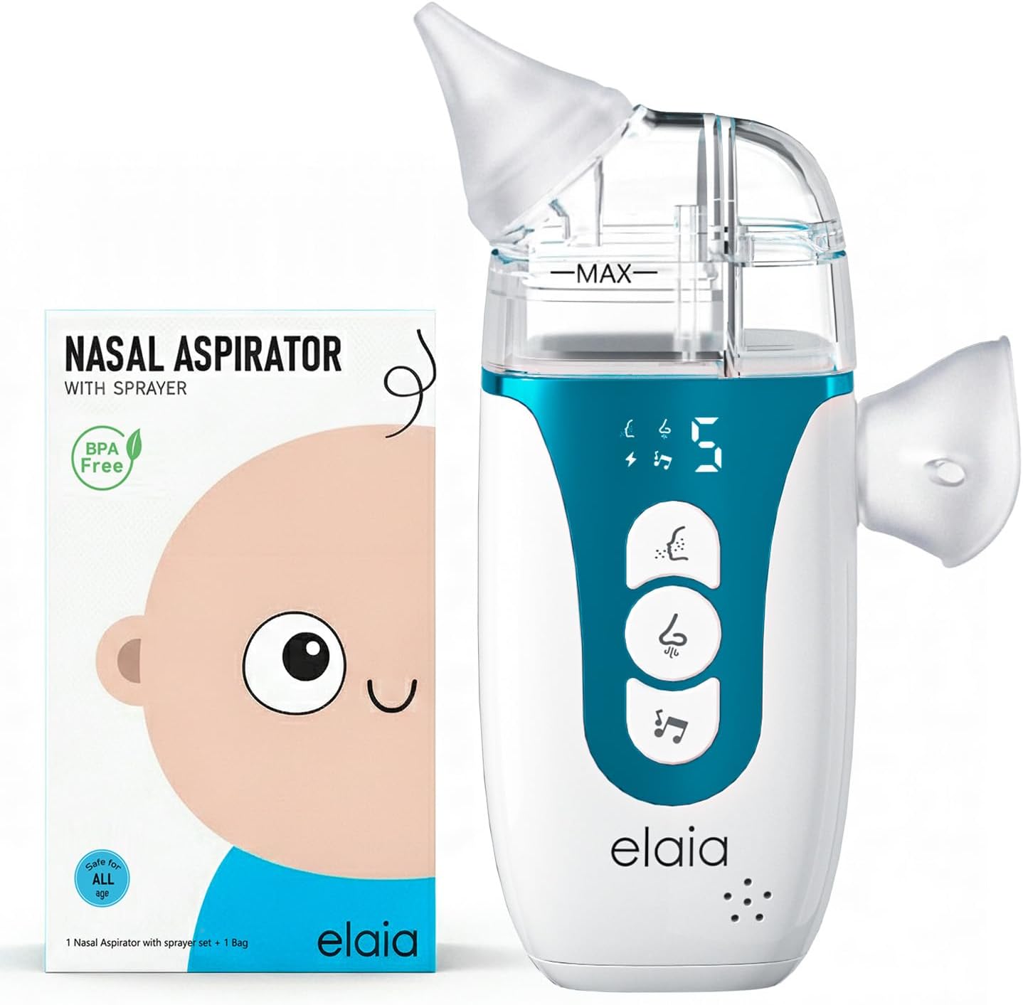 Elaia 2-in-1 electric baby nasal aspirator front view