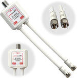 Groword 2-Way Coaxial Cable Splitter front view showing the input port and premium nickel-plated zinc die-cast housing