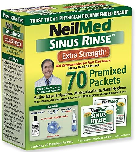 NeilMed's Sinus Rinse Extra Strength Pre-Mixed Hypertonic Packets 70 Count Box - Image 2